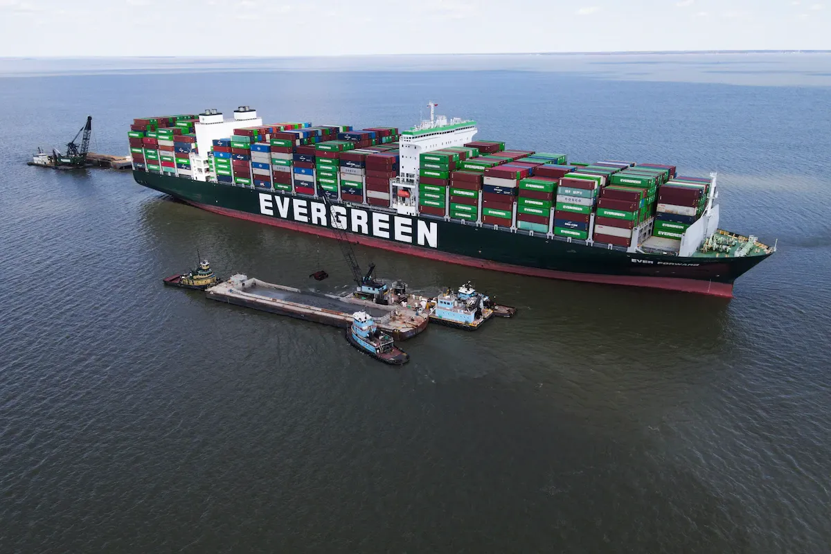 Vessel Ever Forward aground in Chesapeake Bay