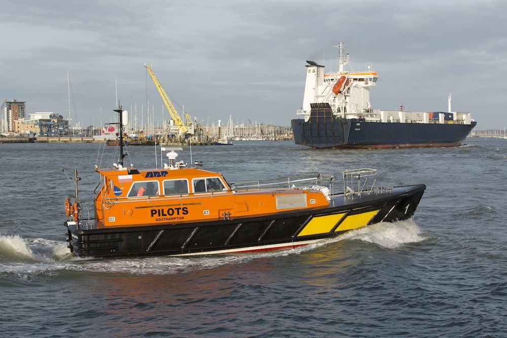 Pilot boat in Southampton going to disembark a pilot from a ship