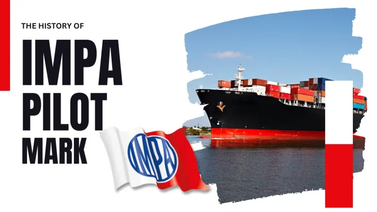 Image of a container ship and the red and white IMPA pilot mark