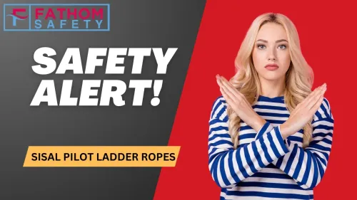Female Sailor Showing Avast Sign and Title Safety Alert Sisal Pilot Ladder Ropes